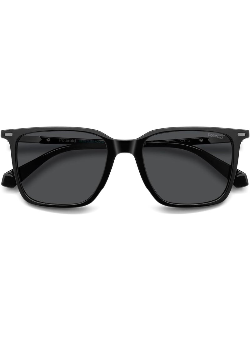 Polaroid PLD 4183/S/X 807 53 Square Polarized Sunglasses for Men & Women - Black Frame / Grey Lens - Image 4